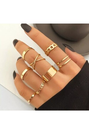 Kadın Gold 10'lu Yüzük Seti - 2897 - X-Lady Accessories