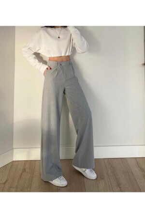 Kadın Gri Palazzo Pantolon Myth010001 - Mor Butik