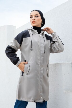 Kadın Kısa Iki Renkli Vizon Trençkot - Festmoda