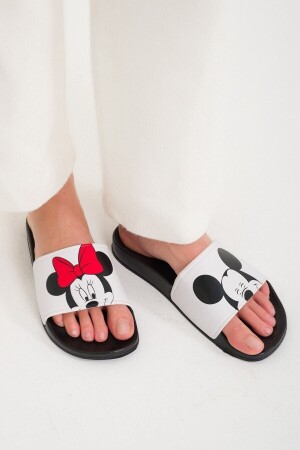 Kadın - Kız Çocuk Mickey &minnie Figürü Anatomik Kalın Taban Yeni Sezon Terlik Modeli - Beyaz - Altuntaş