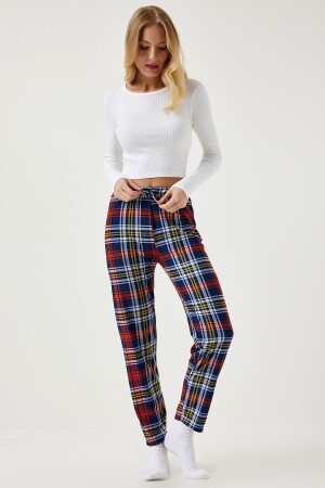 Kadın Lacivert Desenli Yumuşak Dokulu Örme Pijama Altı CE00089 - Happiness İstanbul