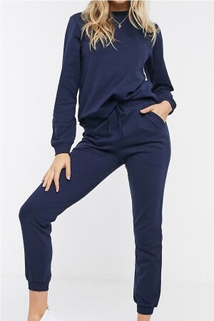 Kadın Lacivert Pamuklu Pijama Takımı - Trendseninle