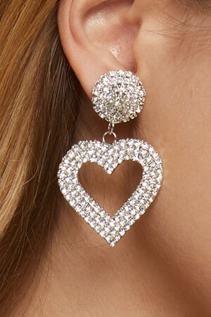 Kadın Mantar Kalp Model Gümüş Zirkon Taşlı Pırlanta Elmas Abiye Düğün Nişan Kına Söz Gelin Balo Küpe FR148 Mushroom Heart Stone Earring - Furtek Aksesuar