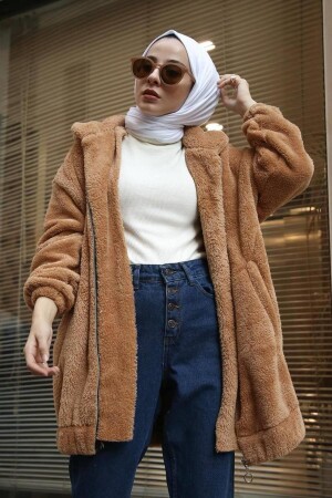 kadın modest basic mevsimlik kışlık Fermuarlı cepli Peluş Tesettür Hırka kap - Moda Periy