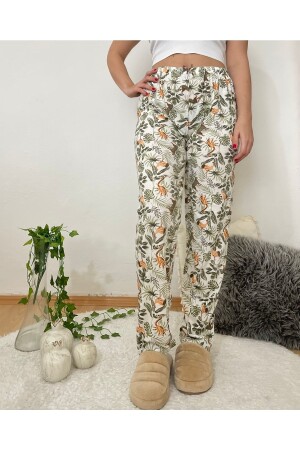 Kadın Pijama Altı Kurdeleli Yeşil Yapraklı Horoz Desenli - Betimoda