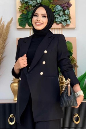 Kadın Siyah Klasik Pantolonlu Takım T 2038 - Trendtesettür