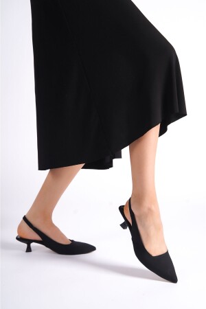 Kadın Siyah Saten Minik Topuklu Stiletto Klasik Ayakkabı Stltt00 - Luna Flower