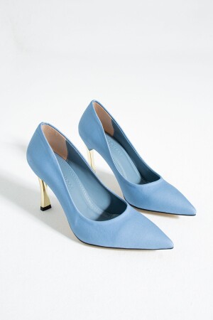 Kadın Topuklu Ayakkabı - Yüksek Topuklu Stiletto Rahat Şık Ve Ince Iş Ayakkabısı Açık Mavi 9 Cm - Güllü Shoes