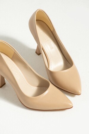 Kadın Topuklu Ayakkabı - Yüksek Topuklu Stiletto Rahat Şık Ve Ince Iş Ayakkabısı Bej 8.5 cm - Güllü Shoes