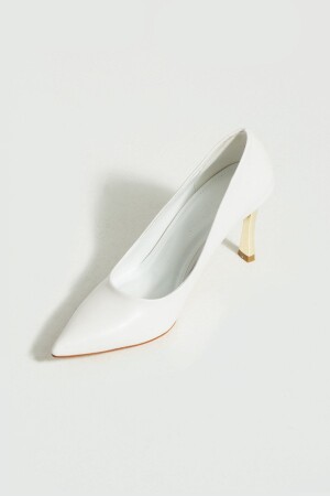 Kadın Topuklu Ayakkabı - Yüksek Topuklu Stiletto Rahat Şık ve İnce İş Ayakkabısı Beyaz Renk 9 cm - Güllü Shoes