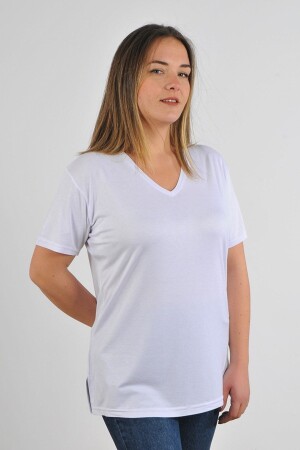 Kadın V Yaka Büyük Beden T-shirt Cty-cnd-01 - Citycenterfashion