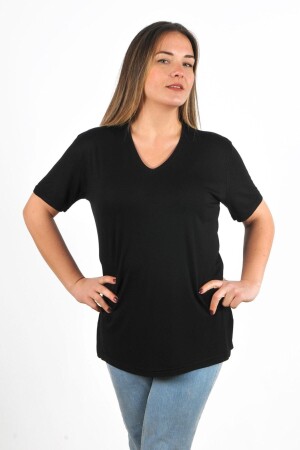 Kadın V Yaka Büyük Beden T-shirt Cty-cnd-01 - Citycenterfashion