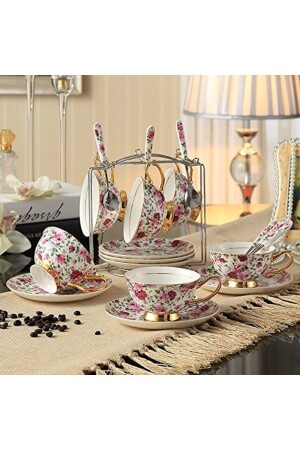 Kaffee-Tee-Set aus Porzellan – Premium Bone China Porezllan 19-teiliges Kaffeeservice - Lupper