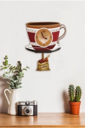 Kaffeetasse Schwingpendel Küchenwanduhr SKT1005 - Sokaktaki Hediyem