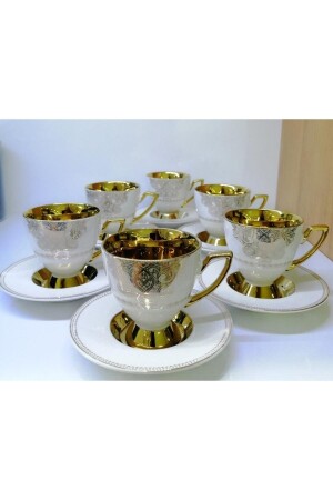 Kaffeetassenset aus goldvergoldetem Porzellan „Swan“ für 6 Personen 0100 - ACAR