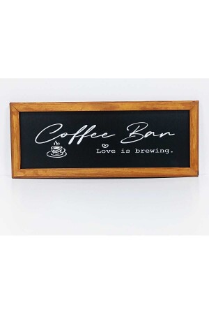 Kahve Köşesi Coffee Bar Love Is Brewing Ahşap Çerçeveli Tablo - Enmalife