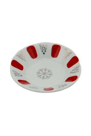Kahveci Porcelain Red Kahveci Tea Plate 12 Pieces Plates PRA-1298988-1552 - Tekbir