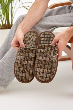 Kahverengi M Ev Terliği Kışlık Terlik Misafir Terliği - Moda Devrin