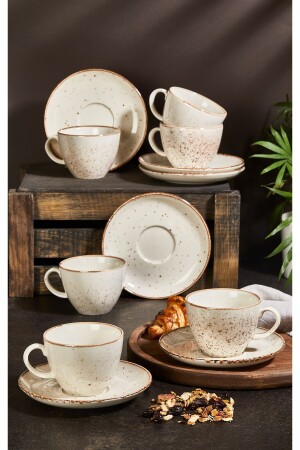 Kaia 12 Piece Porcelain Tea Cup Set for 6 Persons 180cc - Porline