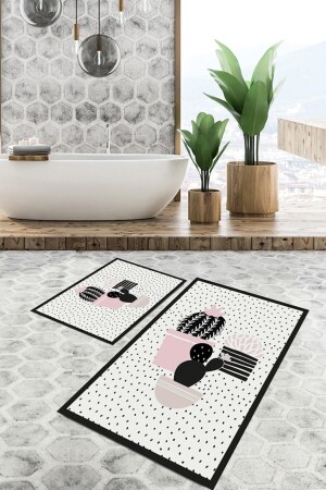 Kaktüs Desenli Benekli Halı Takımı (60x100-40x60) - Wlly176 TYC00687195697 - Genel Markalar