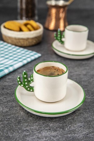 Kaktus handgefertigt 110 ml türkischer Kaffee, Espressotasse 2 Stück, Geschenk 2 Tasse KAKTÜSPK - Doreline