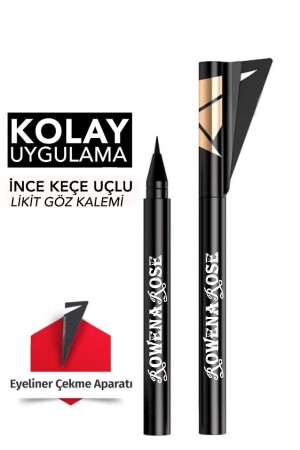 Kalem Eyeliner Eyeliner Çekme Aparatı Hediyeli Siyah Ambalaj - Rowenarose