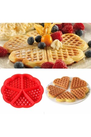 Kalp Desen Waffle Silikon Kalıbı Kek Pasta 10096 - adarya
