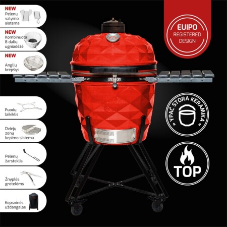KamadoClub PRO II barbecue, red - KamadoClub