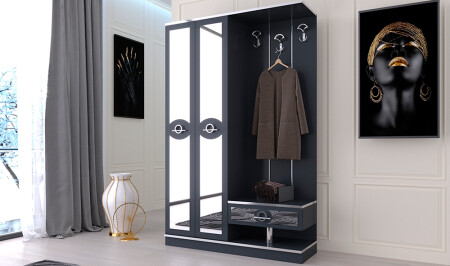 Kamer Anthracite 2 Door Coat Rack - Cadde Yıldız