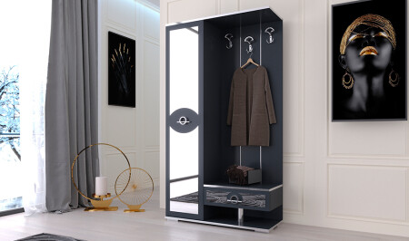 Kamer Anthracite Single Cover Coat Rack - Cadde Yıldız