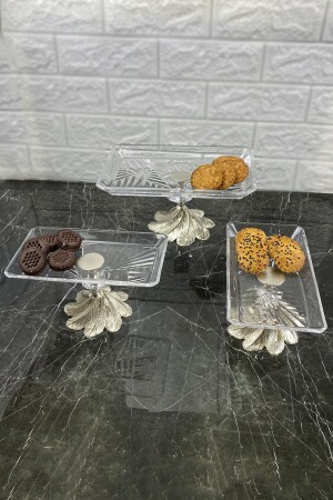 Kand Madlen Glas-Servierset, 3-teilig, Glas-Servierregal mit Metallbeinen - May Home