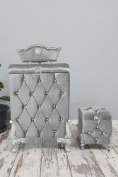 Kapitone Gri 3'lü Banyo Seti Çamaşır Sepeti Mdf Kirli Sepeti Takımı MDF3lüBanyoSeti - Bonny Home
