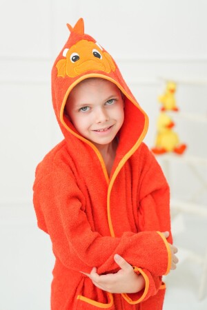Kapuzen-Bademantel für Mädchen und Jungen, Baumwolle, Drache, TKSMDJR100 - TEKSMODA