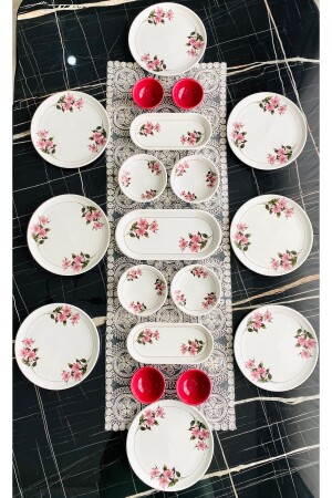 Kar Çiçeki 19-Piece Breakfast Set for 8 Persons karmizi8-19 - VENÜS HOME DECORATION