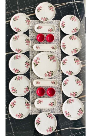 Kar Çiçeki 21-Piece Breakfast Set for 12 people karmizi12-21 - VENÜS HOME DECORATION