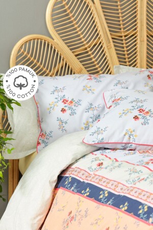 Karaca Home Andre Multi Double 100% Cotton Duvet Cover Set Fitted 200. 21. 01. 0424 - Karaca Home