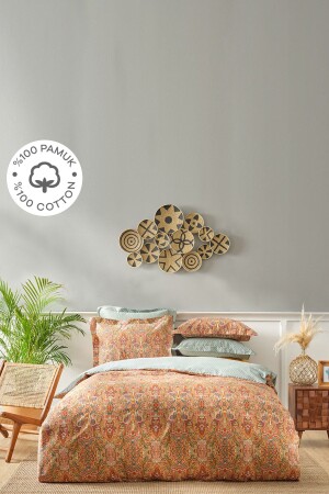 Karaca Home Evan Tile Double 100% Cotton Satin Duvet Cover Set 200. 21. 01. 0605 - Karaca Home