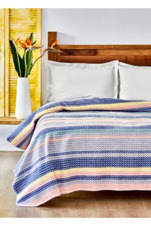 Karaca Home Twila Indigo Multi Double Decke [Größe 180 x 220] Deckenwolle - PIRILTI COLLECTION