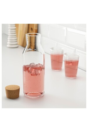 Karaffe Wasserflasche Krug 1 Lt Glas mit Korkdeckel Höhe: 27 cm 56756m56 - IKEA