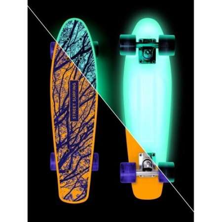 Karanlıkta Parlayan Mini Kaykay Sokak Sörfü Plaj Tahtası Parlayan Gizemli Orman 22,5” - Street Surfing