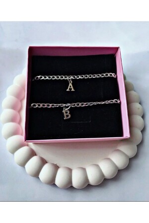 Kararmaz Çelik 2li Harfli Bileklik Sevgili-Çift-Arkadaş Bilekliği Unisex Harf Detay Bileklik - Artsan