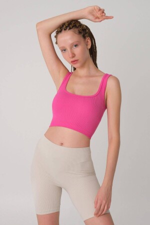 Kare Yaka Seamless Crop Atlet A0187-l5 - Addax