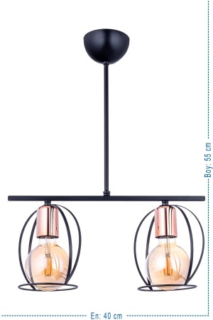 Karemel Sılı 2 Piece Copper Tulip Chandelier (black) VK. 1237 - VK HOME AYDINLATMA