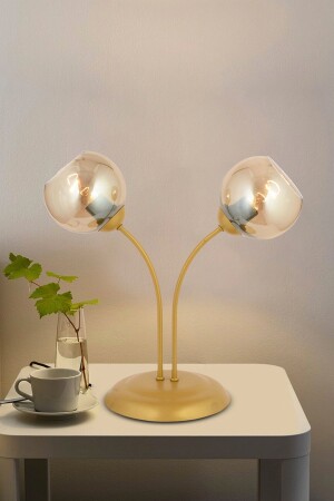Karin 2Li Gold Wohnzimmer-Schlafzimmer Lampenschirm Modernes Design Tischlampe 3599-1M-GD - Apliqa