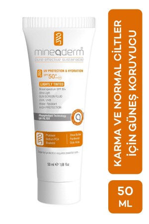 Karma Ve Normal Ciltler Için Renkli Güneş Koruyucu -uv Protection & Hydration Spf50- Lightly Tinted 8680525350853 - mineaderm