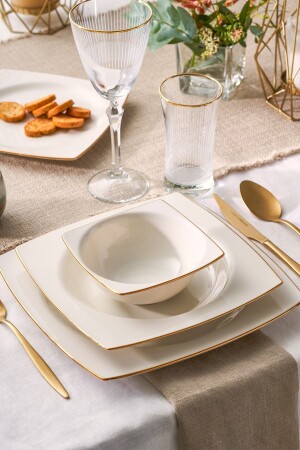 Karmen 60 Piece Dinner Set for 12 People Square Gold 600. 15. 01. 2467-1 - Emsan