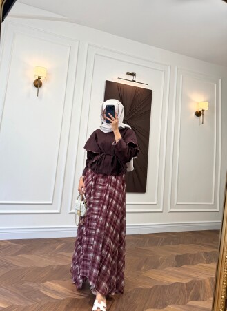Karvella Plaid Set - Plum - Duendeca