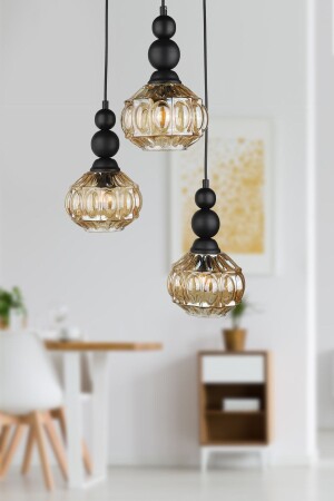 Katana 3. Chandelier Black Honey Glass BEG1274BEG03 - Begüsa