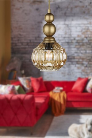 Katana Single Chandelier Antiqued Honey Glass BEG1274BEG01 - Begüsa