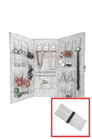 Katlanabilir Seyahat Takı Çantası Cüzdanı Düzenleyici Organizer Gri TTCO-001 - garaccu